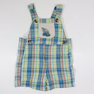 B.T. Kids Baby Boy Blue Green Plaid Wind Surf Shortalls